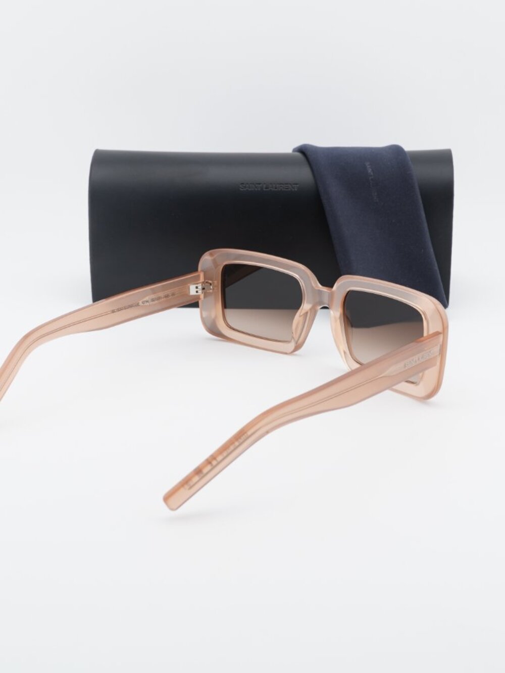 Saint Laurent SL534 SUNRISE 014 Rectangle Sunglasses - Shiny Orange/Brown - Picture 11 of 11